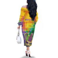 Mardi Gras Family Matching Off The Shoulder Long Sleeve Dress and Hawaiian Shirt Watercolor Mix - Carnival Bling - Wonder Print Shop