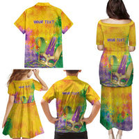 Mardi Gras Family Matching Puletasi and Hawaiian Shirt Watercolor Mix - Carnival Bling - Wonder Print Shop