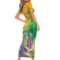 Mardi Gras Family Matching Short Sleeve Bodycon Dress and Hawaiian Shirt Watercolor Mix - Carnival Bling - Wonder Print Shop