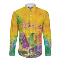 Mardi Gras Long Sleeve Button Shirt Watercolor Mix - Carnival Bling - Wonder Print Shop
