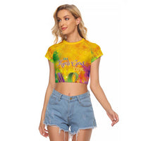 Mardi Gras Raglan Cropped T Shirt Watercolor Mix - Carnival Bling - Wonder Print Shop
