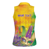 Mardi Gras Women Sleeveless Polo Shirt Watercolor Mix - Carnival Bling - Wonder Print Shop