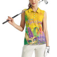 Mardi Gras Women Sleeveless Polo Shirt Watercolor Mix - Carnival Bling - Wonder Print Shop