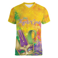 Mardi Gras Women V-Neck T-Shirt Watercolor Mix - Carnival Bling - Wonder Print Shop