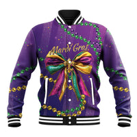 Mardi Gras Baseball Jacket Coquette Bow Glitter Motifs LT7 - Wonder Print Shop