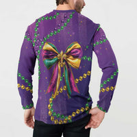 Mardi Gras Button Sweatshirt Coquette Bow Glitter Motifs LT7 - Wonder Print Shop