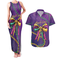 Mardi Gras Couples Matching Tank Maxi Dress and Hawaiian Shirt Coquette Bow Glitter Motifs LT7 - Wonder Print Shop