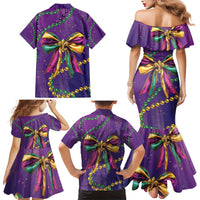 Mardi Gras Family Matching Mermaid Dress and Hawaiian Shirt Coquette Bow Glitter Motifs LT7 - Wonder Print Shop