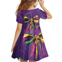 Mardi Gras Family Matching Off The Shoulder Long Sleeve Dress and Hawaiian Shirt Coquette Bow Glitter Motifs - Wonder Print Shop