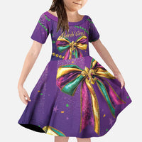 Mardi Gras Family Matching Off Shoulder Maxi Dress and Hawaiian Shirt Coquette Bow Glitter Motifs LT7 - Wonder Print Shop