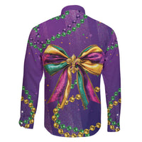 Mardi Gras Family Matching Off Shoulder Short Dress and Hawaiian Shirt Coquette Bow Glitter Motifs LT7 - Wonder Print Shop