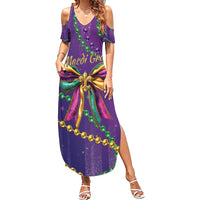 Mardi Gras Family Matching Summer Maxi Dress and Hawaiian Shirt Coquette Bow Glitter Motifs - Wonder Print Shop