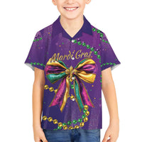 Mardi Gras Family Matching Tank Maxi Dress and Hawaiian Shirt Coquette Bow Glitter Motifs - Wonder Print Shop