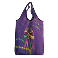 Mardi Gras Grocery Bag Coquette Bow Glitter Motifs