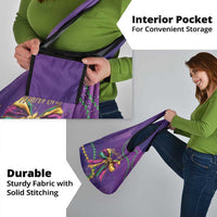 Mardi Gras Grocery Bag Coquette Bow Glitter Motifs