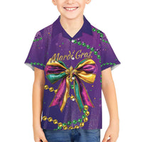 Mardi Gras Hawaiian Shirt Coquette Bow Glitter Motifs - Wonder Print Shop