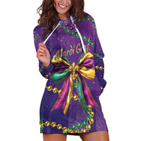 Mardi Gras Hoodie Dress Coquette Bow Glitter Motifs - Wonder Print Shop