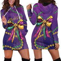 Mardi Gras Hoodie Dress Coquette Bow Glitter Motifs - Wonder Print Shop