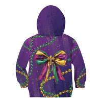 Mardi Gras Kid Hoodie Coquette Bow Glitter Motifs - Wonder Print Shop