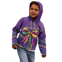 Mardi Gras Kid Hoodie Coquette Bow Glitter Motifs - Wonder Print Shop