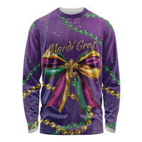 Mardi Gras Long Sleeve Shirt Coquette Bow Glitter Motifs - Wonder Print Shop