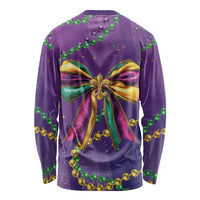 Mardi Gras Long Sleeve Shirt Coquette Bow Glitter Motifs - Wonder Print Shop