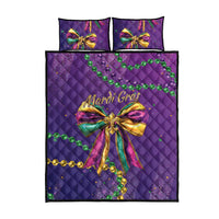 Mardi Gras Quilt Bed Set Coquette Bow Glitter Motifs - Wonder Print Shop