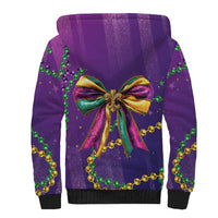 Mardi Gras Sherpa Hoodie Coquette Bow Glitter Motifs - Wonder Print Shop