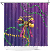 Mardi Gras Shower Curtain Coquette Bow Glitter Motifs