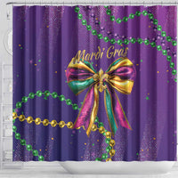 Mardi Gras Shower Curtain Coquette Bow Glitter Motifs