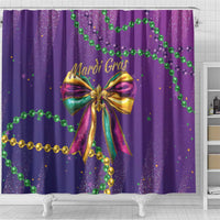 Mardi Gras Shower Curtain Coquette Bow Glitter Motifs