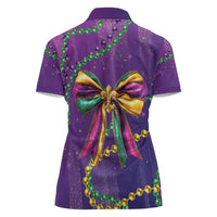 Mardi Gras Women Polo Shirt Coquette Bow Glitter Motifs - Wonder Print Shop