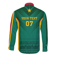 Custom Cameroon Football Long Sleeve Button Shirt Nations Cup 2024 Les Lions Indomptables - Wonder Print Shop