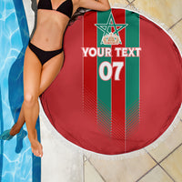 Custom Morocco Football Beach Blanket Nations Cup 2024 Atlas Lions LT7 - Wonder Print Shop