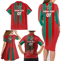 Custom Morocco Football Family Matching Long Sleeve Bodycon Dress and Hawaiian Shirt Nations Cup 2024 Atlas Lions LT7 - Wonder Print Shop