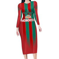 Custom Morocco Football Family Matching Long Sleeve Bodycon Dress and Hawaiian Shirt Nations Cup 2024 Atlas Lions LT7 - Wonder Print Shop