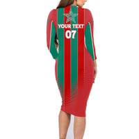 Custom Morocco Football Family Matching Long Sleeve Bodycon Dress and Hawaiian Shirt Nations Cup 2024 Atlas Lions LT7 - Wonder Print Shop