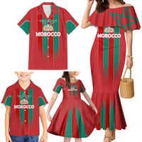 Custom Morocco Football Family Matching Mermaid Dress and Hawaiian Shirt Nations Cup 2024 Atlas Lions LT7 - Wonder Print Shop