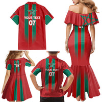 Custom Morocco Football Family Matching Mermaid Dress and Hawaiian Shirt Nations Cup 2024 Atlas Lions LT7 - Wonder Print Shop