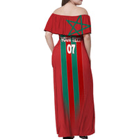 Custom Morocco Football Family Matching Off Shoulder Maxi Dress and Hawaiian Shirt Nations Cup 2024 Atlas Lions LT7 - Wonder Print Shop