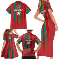 Custom Morocco Football Family Matching Short Sleeve Bodycon Dress and Hawaiian Shirt Nations Cup 2024 Atlas Lions - Wonder Print Shop