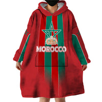 Custom Morocco Football Wearable Blanket Hoodie Nations Cup 2024 Atlas Lions - Wonder Print Shop