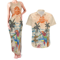 Personalized Christmas In July - Hawaii Retro Couples Matching Tank Maxi Dress and Hawaiian Shirt Lost In Parrot-dise