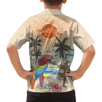 Personalized Christmas In July - Hawaii Retro Family Matching Off The Shoulder Long Sleeve Dress and Hawaiian Shirt Lost In Parrot-dise