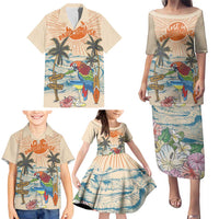 Personalized Christmas In July - Hawaii Retro Family Matching Puletasi and Hawaiian Shirt Lost In Parrot-dise