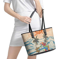 Christmas In July - Hawaii Retro Leather Tote Bag Lost In Parrot-dise