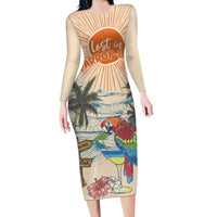 Personalized Christmas In July - Hawaii Retro Long Sleeve Bodycon Dress Lost In Parrot-dise