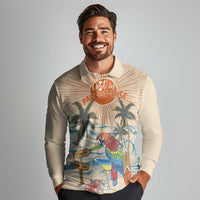 Personalized Christmas In July - Hawaii Retro Long Sleeve Polo Shirt Lost In Parrot-dise