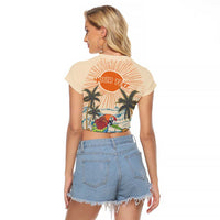 Personalized Christmas In July - Hawaii Retro Raglan Cropped T Shirt Lost In Parrot-dise