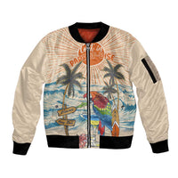 Personalized Christmas In July - Hawaii Retro Sleeve Zip Bomber Jacket Lost In Parrot-dise